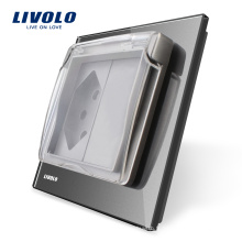 Livolo UE Standard Suisse Prise de courant avec couvercle étanche AC 110 ~ 250V VL-C7-C1CHWF-15